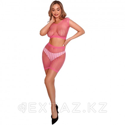 Комплект эротический: топ и юбка из ажурной сетки Amor El, розовый, S/L от sex shop Extaz фото 3