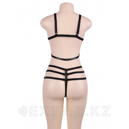 Комплект белья: бра и стринги с ремешками черные (размер XL-2XL) от sex shop Extaz фото 4