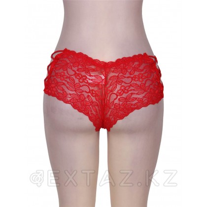 Кружевные трусики с шнуровкой на высокой посадке красные (XS-S) от sex shop Extaz фото 5