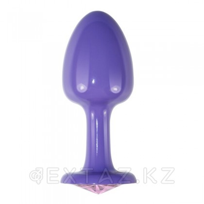 Фиолетовая анальная пробка с розовым кристаллом от sex shop Extaz фото 3