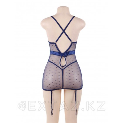 Сексуальное синее белье с подвязками и стрингами (размер XS-S) от sex shop Extaz фото 2