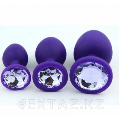 Анальная пробка из фиолетового силикона с жёлтым кристаллом (размер S) от sex shop Extaz фото 2