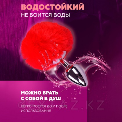 Анальный плаг Alive Fluffy красный M: 8х3,5 см  от sex shop Extaz фото 2