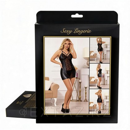 Кожаное платье с кружевом и стрепами Ohyeah Sexy Black +стринги, M-L от sex shop Extaz фото 2