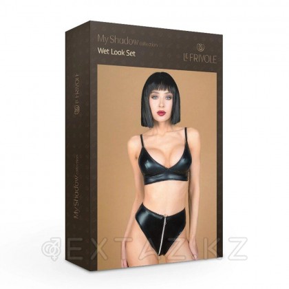 Комплект: лиф и трусики на молнии Le Frivole My Shadow, wet look, L-XL от sex shop Extaz фото 2