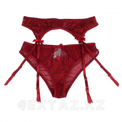 Пояс для чулок с ремешками и трусики красные Flower&bow (XL-2XL) от sex shop Extaz фото 7