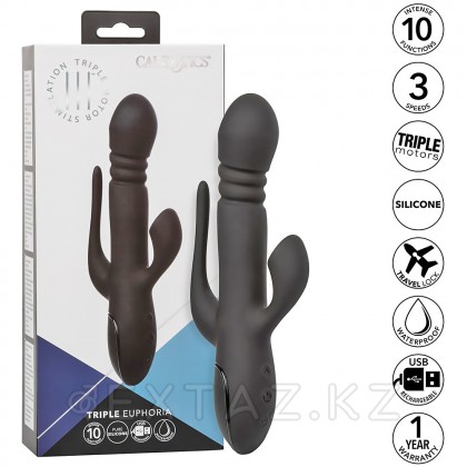 Вибромассажер тройной CalExotics III Triple Euphoria с режимом всасывания и анальной стимуляцией, 14 см x 3.75 см от sex shop Extaz фото 8