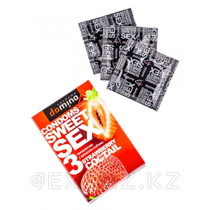 Презервативы DOMINO SWEET SEX STRAWBERRY COCTAIL 3 штуки (оральные) от sex shop Extaz фото 4
