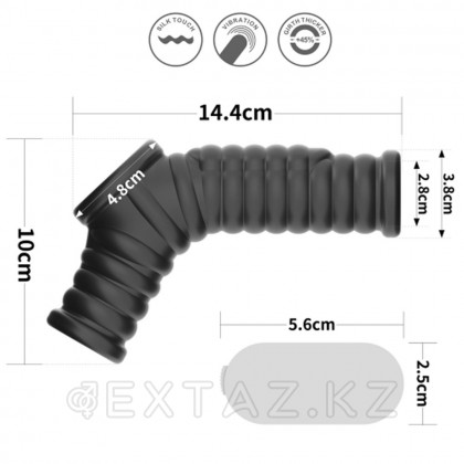 Насадка на пенис с рукавом для мошонки Lovetoy Knights Ring Wave с вибрацией черная от sex shop Extaz фото 2