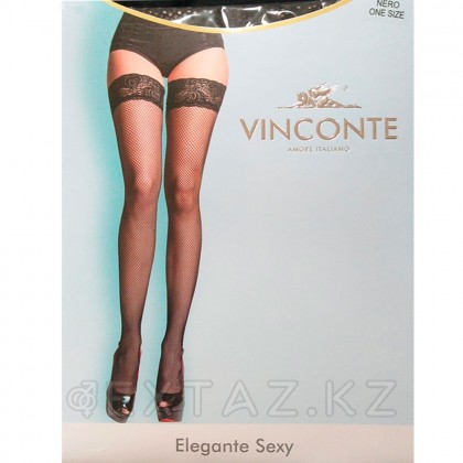 Чулки Vinconte с кружевной резинкой, мелкая сетка от sex shop Extaz фото 2