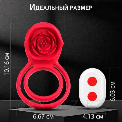 Двойное эрекционное кольцо с вибрацией и стимулятором клитора Rose от sex shop Extaz фото 5