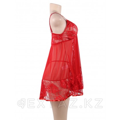 Красный пеньюар + стринги Floral (XL-2XL) от sex shop Extaz фото 4