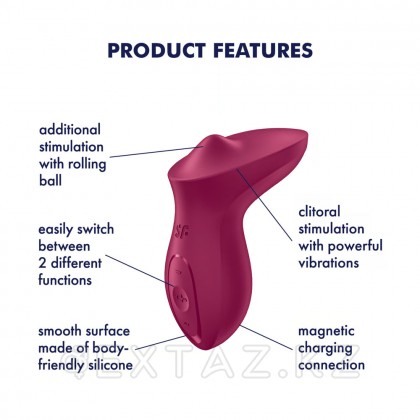 Стимулятор клитора Satisfyer Exciterrr Rolling Lay-on розово-красный  от sex shop Extaz фото 3