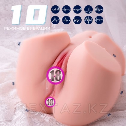 Реалистичный двойной мастурбатор Olga с вибрацией от sex shop Extaz фото 7