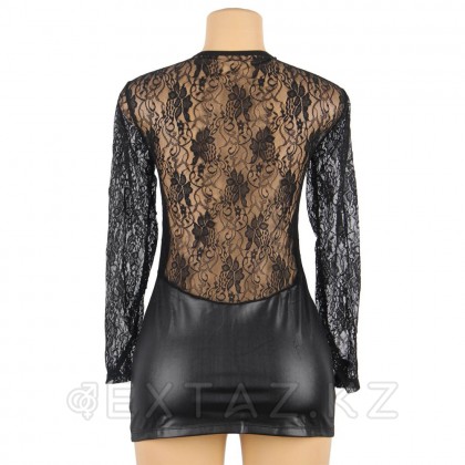 Кожаное платье с кружевной отделкой Ohyeah Sexy lace +стринги, L - extaz.kz фото 5 Кожаное платье с кружевной отделкой Ohyeah Sexy lace +стринги, L от sex shop Extaz фото 5