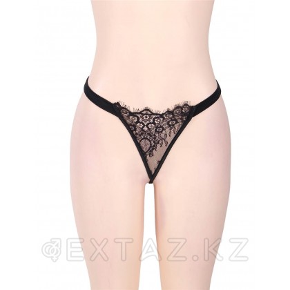 Элегантное черное белье: корсет с подвязками для чулок и G стринги (размер M-L) от sex shop Extaz фото 4