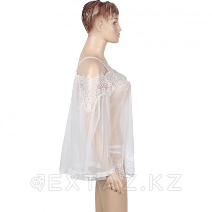 Прозрачная туника с цветочным принтом белая (размер XS-S) от sex shop Extaz фото 6