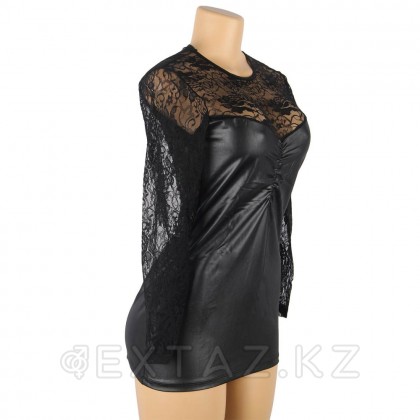 Кожаное платье с кружевной отделкой Ohyeah Sexy lace +стринги, L - extaz.kz фото 6 Кожаное платье с кружевной отделкой Ohyeah Sexy lace +стринги, L от sex shop Extaz фото 6