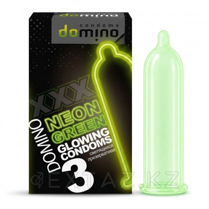 Презервативы DOMINO NEON GREEN светящиеся (3 шт.) от sex shop Extaz