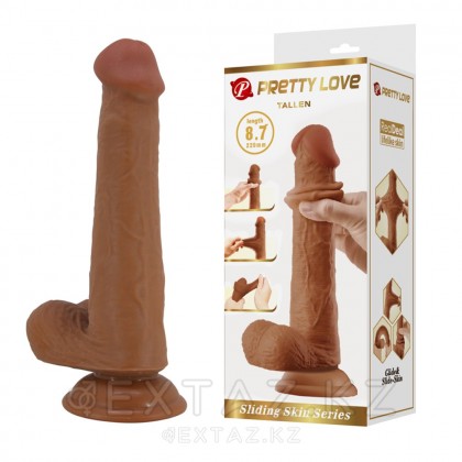 Реалистичный фаллоимитатор на присоске Tallen Sliding skin (22*4 см) коричневый от sex shop Extaz фото 2