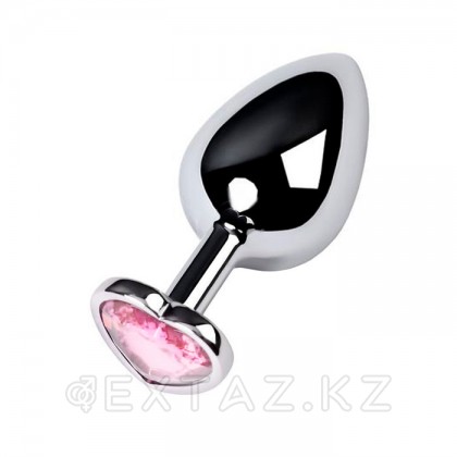 Металлическая анальная пробка - цвет серебро, розовый кристалл, размер M от sex shop Extaz