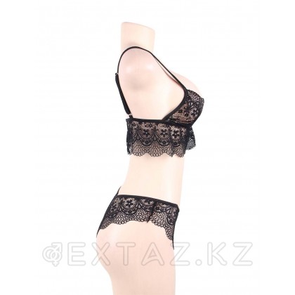 Комплект белья Temptation черный: бра и трусики бразилиана (размер XL-2XL) от sex shop Extaz фото 8