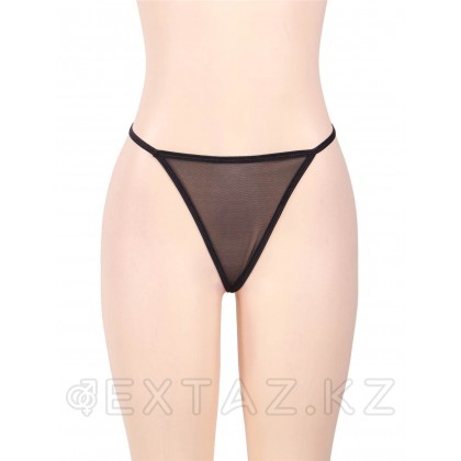 Пояс с подвязками и стрингами (кружева+кожа, размер XL-2XL) от sex shop Extaz фото 6