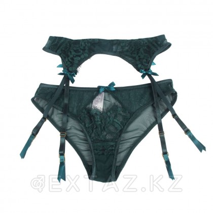 Пояс для чулок с ремешками и трусики зеленые Flower&bow (XL-2XL) от sex shop Extaz фото 7