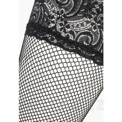Чулки в мелкую сетку с черной кружевной резинкой на силиконе (Sense) (S/M) от sex shop Extaz фото 2