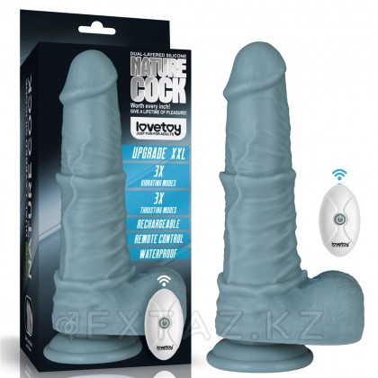Реалистичный вибратор Lovetoy Nature coc (20*5,8 см) с функцией фрикции и пультом ДУ, голубой от sex shop Extaz фото 13
