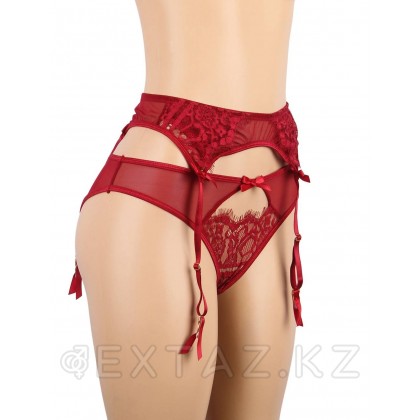 Пояс для чулок с ремешками и трусики красные Flower&bow (XS-S) от sex shop Extaz фото 4