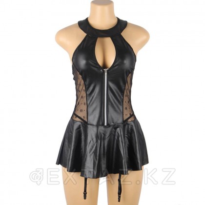 Кожаное платье со шнуровкой и юбкой-воланом Ohyeah +стринги, XL-2XL от sex shop Extaz фото 6