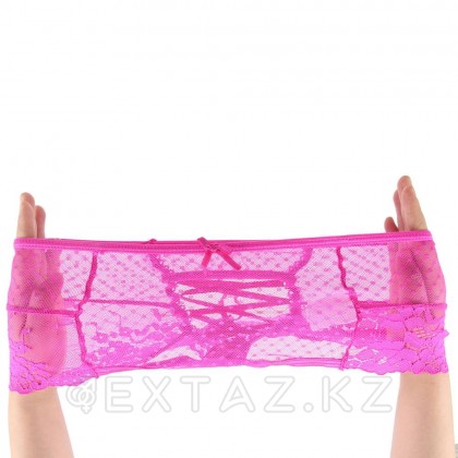 Трусики на высокой посадке Lace Strappy розовые (размер XL-2XL) от sex shop Extaz фото 3