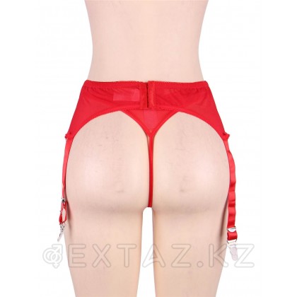 Пояс красный для чулок с ремешками на клипсах (XL-2XL) от sex shop Extaz фото 4
