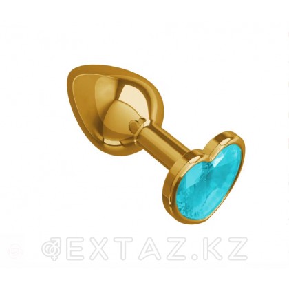 Золотая пробка с голубым кристаллом в форме сердца от sex shop Extaz фото 2