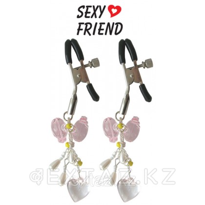 ЗАЖИМЫ НА СОСКИ цвет украшений розовый  от sex shop Extaz