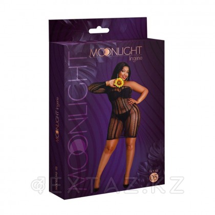 Сексуальное платье-сетка в полоску от Moonlight модель № 05 черное (plus size) от sex shop Extaz фото 6