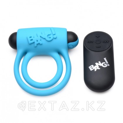 Bang! 28X Remote Control Vibrating Cock Ring & Bullet - эрекционное виброкольцо с дистанционным управлением, 7.6 см (голубой) от sex shop Extaz