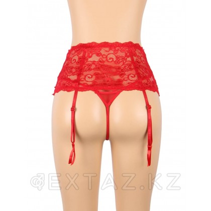 Пояс на высокой посадке с ремешками для чулок Floral Lace красные (3XL) от sex shop Extaz фото 8