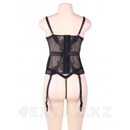 Элегантное черное белье: корсет с подвязками для чулок и G стринги (размер M-L) от sex shop Extaz фото 3
