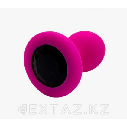 Анальная пробка из розового силикона с чёрным кристаллом (размер S) от sex shop Extaz фото 6