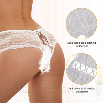 Трусики на завязках с доступом белые (размер 3XL-4XL) от sex shop Extaz фото 6