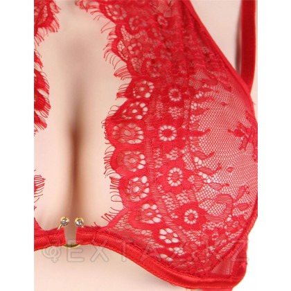 Комплект белья красный: бра, стринги и пояс с ремешками (размер M-L) от sex shop Extaz фото 10
