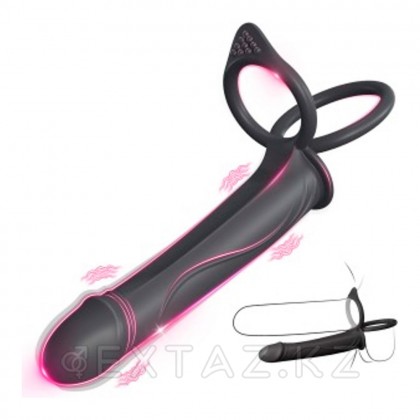 Двойное эрекционное кольцо с вибрацией и фаллоимитатором от sex shop Extaz фото 6