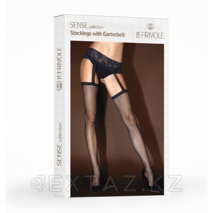 Чулки с черным кружевным поясом в сетку (Sense) (S/M) от sex shop Extaz фото 2