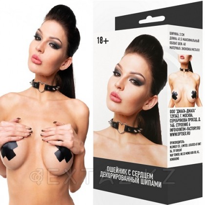 Ошейник с сердцем (черный) от sex shop Extaz фото 3