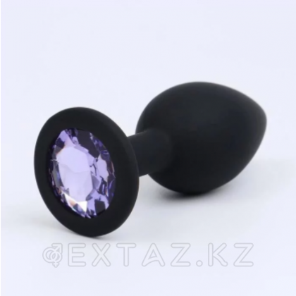 Анальная пробка с лиловым кристаллом чёрная (28 мм.*72 мм.) от sex shop Extaz фото 3