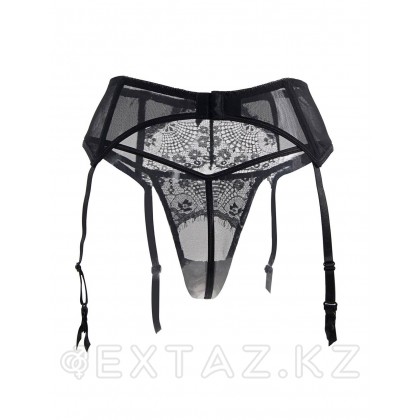 Пояс черный с подвязками + стринги (размер XS-S) от sex shop Extaz фото 4