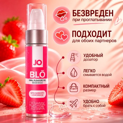 Стимулирующий оральный гель с десенсибилизацией JO - BLO, клубничный лимонад, 30 мл от sex shop Extaz фото 2
