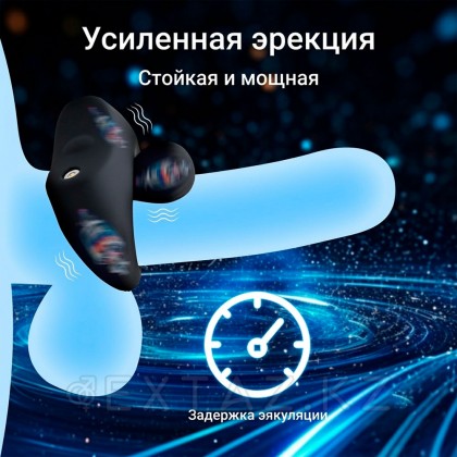 Эрекционное виброкольцо с дополнительным стимулятором и пультом ДУ от sex shop Extaz фото 2